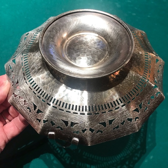 Apollo Sheffield Nickel Silver footed serving Tray with stationery handle #3204 - Picture 3 of 10